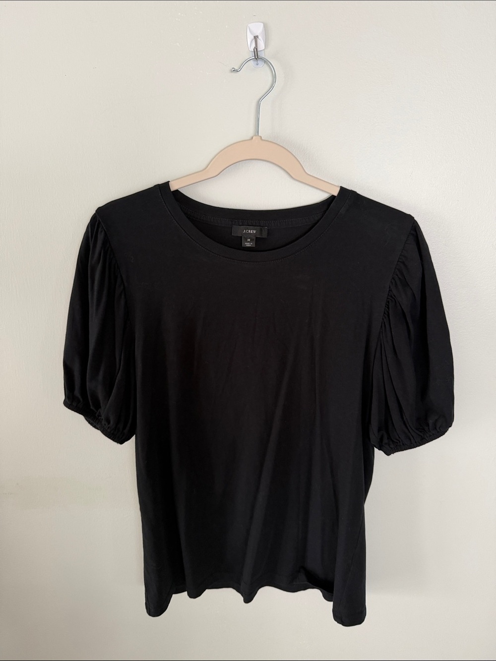 J. Crew Black Puff-Sleeve Crewneck Tee
